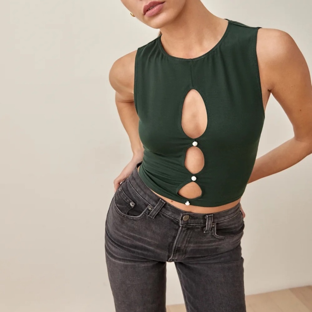 Reformation Emilio Knit Tank Forest - Size M